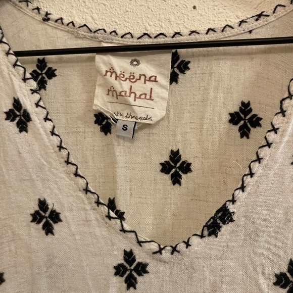 MEENA MAHAL linen and cotton embroidered dress, size S - Picture 2 of 5